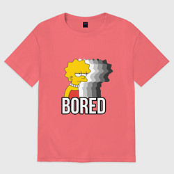 Футболка оверсайз мужская Лиза Симпсон - bored, цвет: коралловый