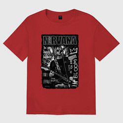 Футболка оверсайз мужская Nirvana grunge 2022, цвет: красный