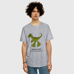 Футболка оверсайз мужская Динозаврик Мишазавр, велоцираптор Миша, цвет: меланж — фото 2