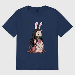 Футболка оверсайз мужская Милашка Незуко из аниме клинок рассекающий демонов, цвет: тёмно-синий