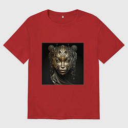 Футболка оверсайз мужская Девушка робот в стиле стимпанк паропанк, цвет: красный