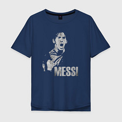 Футболка оверсайз мужская Leo Messi scream, цвет: тёмно-синий
