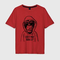 Футболка оверсайз мужская Monkey hipster, цвет: красный