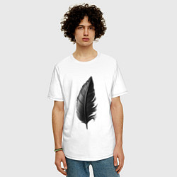 Футболка оверсайз мужская Черное перо, цвет: белый — фото 2