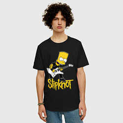 Футболка оверсайз мужская Slipknot Барт Симпсон рокер, цвет: черный — фото 2
