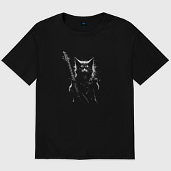 Футболка оверсайз мужская Black metal cat, цвет: черный