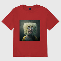 Футболка оверсайз мужская Человек-квадратная голова, цвет: красный