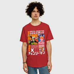 Футболка оверсайз мужская Денджи человек-демон, цвет: красный — фото 2