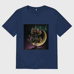 Футболка оверсайз мужская Фантастическое дерево, цвет: тёмно-синий