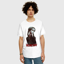 Футболка оверсайз мужская Wednesday fan art, цвет: белый — фото 2