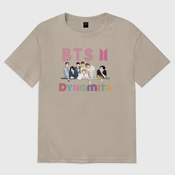 Футболка оверсайз мужская BTS Bangtan boys group, цвет: миндальный