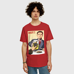Футболка оверсайз мужская Кротовуха советский плакат, цвет: красный — фото 2