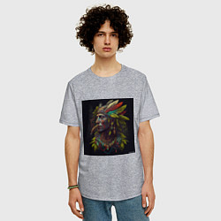 Футболка оверсайз мужская Яркий индеец, цвет: меланж — фото 2