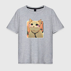 Футболка оверсайз мужская Cat smiling meme art, цвет: меланж