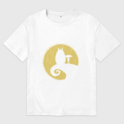 Футболка оверсайз мужская Тоторо в ночи, цвет: белый