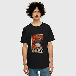 Футболка оверсайз мужская Obey frog, цвет: черный — фото 2