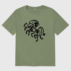 Футболка оверсайз мужская Слейпнир конь бога Одина, цвет: авокадо