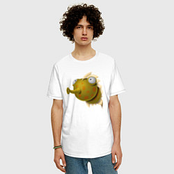 Футболка оверсайз мужская Забавная рыба, цвет: белый — фото 2