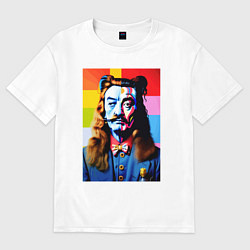 Футболка оверсайз мужская Salvador Dali and neural network, цвет: белый