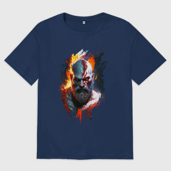 Футболка оверсайз мужская Ярость кратоса, цвет: тёмно-синий