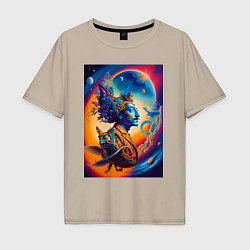 Футболка оверсайз мужская Salvador Dali - space portrait - neural network, цвет: миндальный
