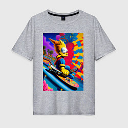 Футболка оверсайз мужская Барт Симпсон скейтбордист - нейросеть, цвет: меланж