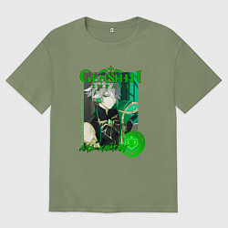 Футболка оверсайз мужская Аль-Хайтам дендро элемент, цвет: авокадо