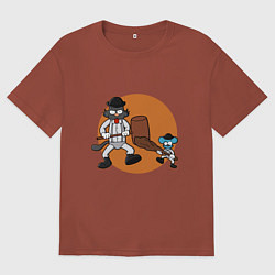 Футболка оверсайз мужская Шоу Щекотки и Царапки, цвет: кирпичный