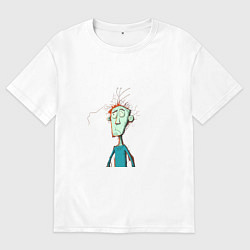 Футболка оверсайз мужская Задумчивый человечек, цвет: белый