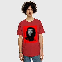 Футболка оверсайз мужская Че Гевара расплывчатая иллюзия, цвет: красный — фото 2