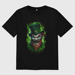 Футболка оверсайз мужская НеДобрый лепрекон, цвет: черный