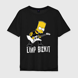 Футболка оверсайз мужская Limp Bizkit Барт Симпсон рокер, цвет: черный