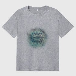 Футболка оверсайз мужская Мандала в космосе, синяя, цвет: меланж