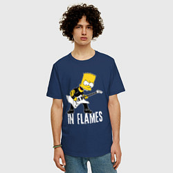 Футболка оверсайз мужская In Flames Барт Симпсон рокер, цвет: тёмно-синий — фото 2