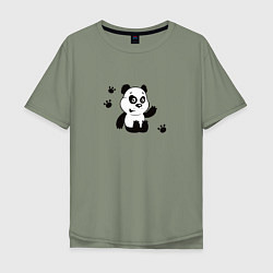 Футболка оверсайз мужская Мультяшный мишка панда, цвет: авокадо