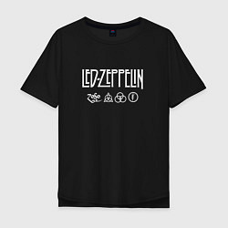 Футболка оверсайз мужская Led Zeppelin символы, цвет: черный