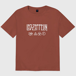 Футболка оверсайз мужская Led Zeppelin символы, цвет: кирпичный