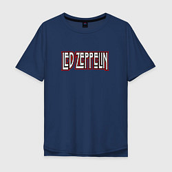 Футболка оверсайз мужская Led Zeppelin логотип, цвет: тёмно-синий