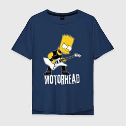 Футболка оверсайз мужская Motorhead Барт Симпсон рокер, цвет: тёмно-синий