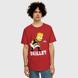 Футболка оверсайз мужская Skillet Барт Симпсон рокер, цвет: красный — фото 2