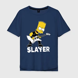 Футболка оверсайз мужская Slayer Барт Симпсон рокер, цвет: тёмно-синий