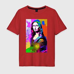 Футболка оверсайз мужская Mona Lisa - Gioconda - pop art, цвет: красный