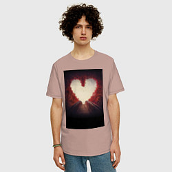 Футболка оверсайз мужская Путь к сердцу, цвет: пыльно-розовый — фото 2