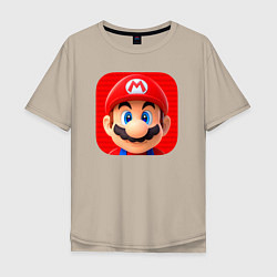 Футболка оверсайз мужская Марио лого, цвет: миндальный