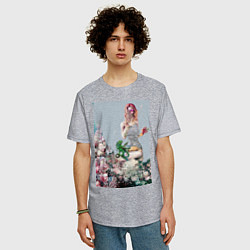 Футболка оверсайз мужская Девушка с хамелеоном, цвет: меланж — фото 2