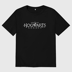Футболка оверсайз мужская Hogwarts Legacy белый логотип, цвет: черный
