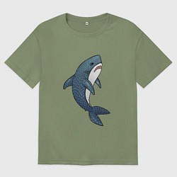 Футболка оверсайз мужская Недовольная плюшевая акула, цвет: авокадо