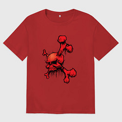 Футболка оверсайз мужская Череп кровавый, цвет: красный