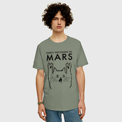Футболка оверсайз мужская Thirty Seconds to Mars - rock cat, цвет: авокадо — фото 2