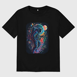 Футболка оверсайз мужская В поисках новых миров, цвет: черный